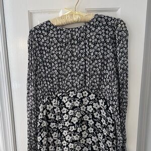 Boden Black white midi empire waist dress size US 10R